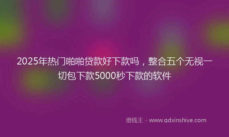 2025年热门啪啪贷款好下款吗，整合五个无视一切包下款5000秒下款的软件