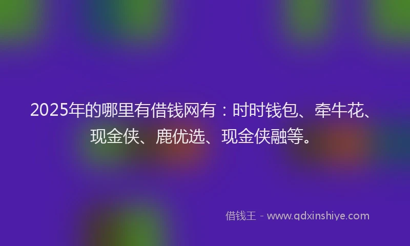 2025年的哪里有借钱网有：时时钱包、牵牛花、现金侠、鹿优选、现金侠融等。