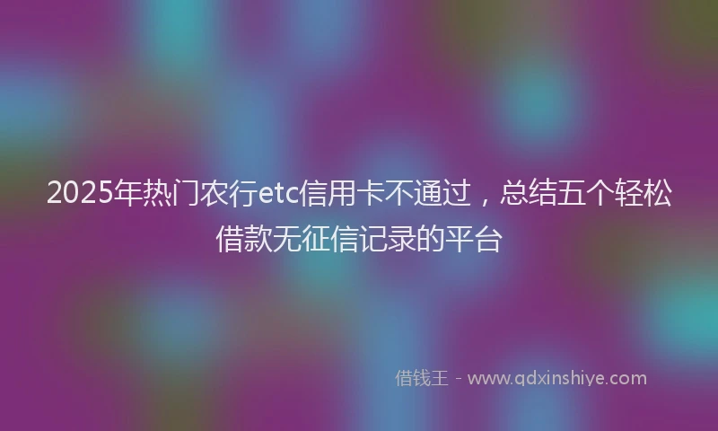 2025年热门农行etc信用卡不通过，总结五个轻松借款无征信记录的平台
