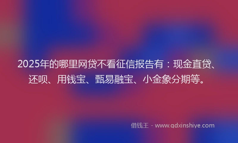 2025年的哪里网贷不看征信报告有：现金直贷、还呗、用钱宝、甄易融宝、小金象分期等。