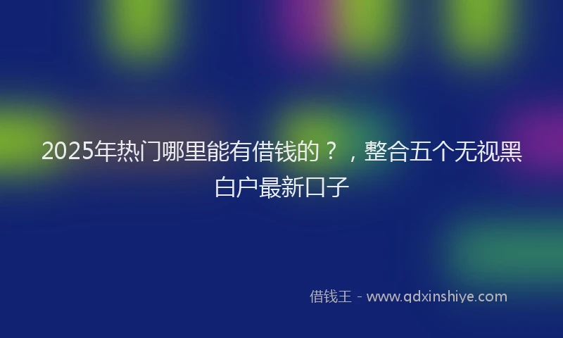 2025年热门哪里能有借钱的？，整合五个无视黑白户最新口子