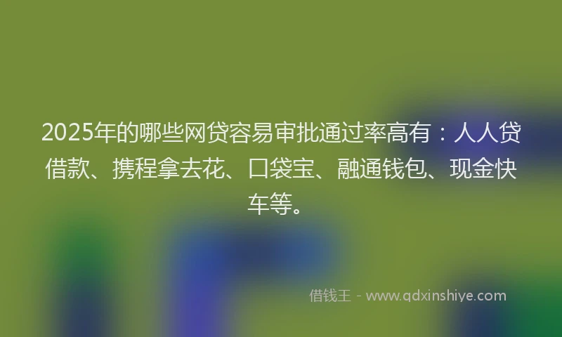 2025年的哪些网贷容易审批通过率高有：人人贷借款、携程拿去花、口袋宝、融通钱包、现金快车等。
