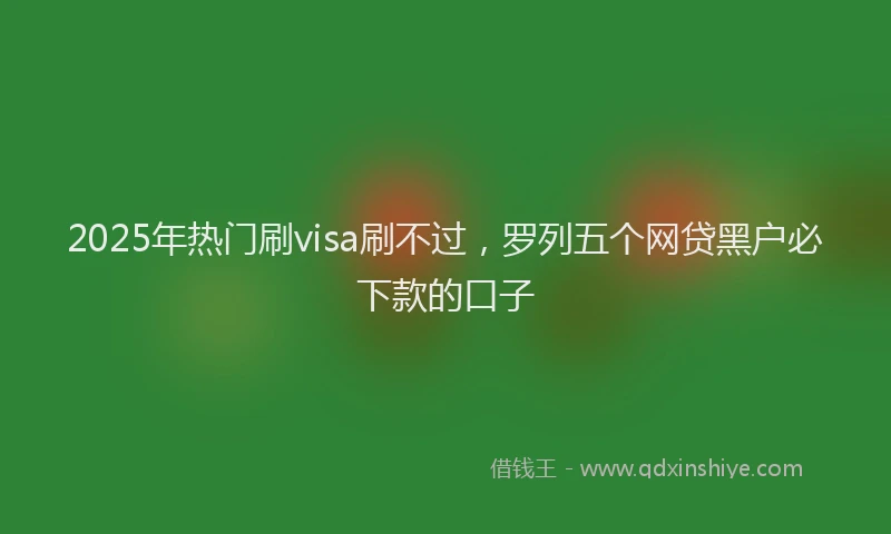 2025年热门刷visa刷不过，罗列五个网贷黑户必下款的口子