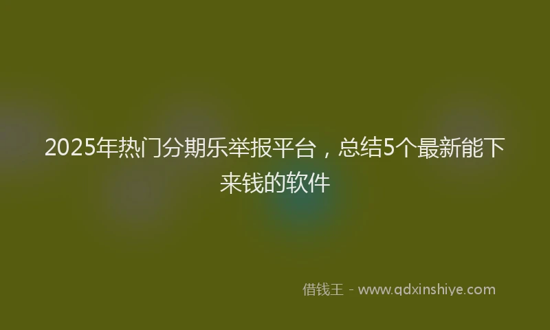 2025年热门分期乐举报平台，总结5个最新能下来钱的软件
