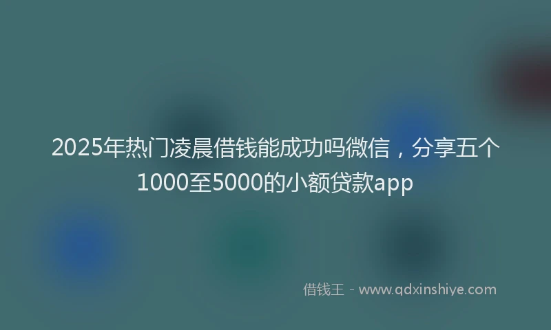 2025年热门凌晨借钱能成功吗微信，分享五个1000至5000的小额贷款app