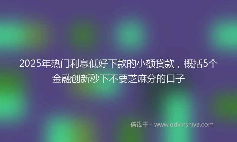2025年热门利息低好下款的小额贷款，概括5个金融创新秒下不要芝麻分的口子