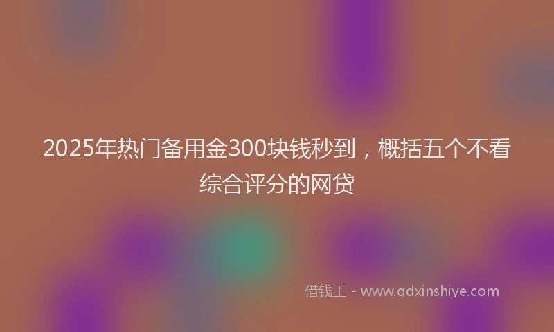 2025年热门备用金300块钱秒到，概括五个不看综合评分的网贷