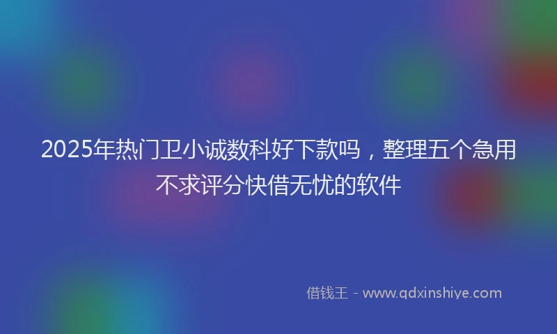 2025年热门卫小诚数科好下款吗，整理五个急用不求评分快借无忧的软件