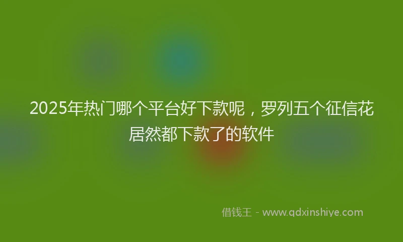 2025年热门哪个平台好下款呢，罗列五个征信花居然都下款了的软件