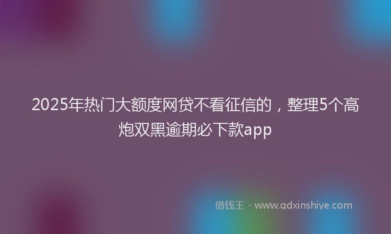 2025年热门大额度网贷不看征信的，整理5个高炮双黑逾期必下款app