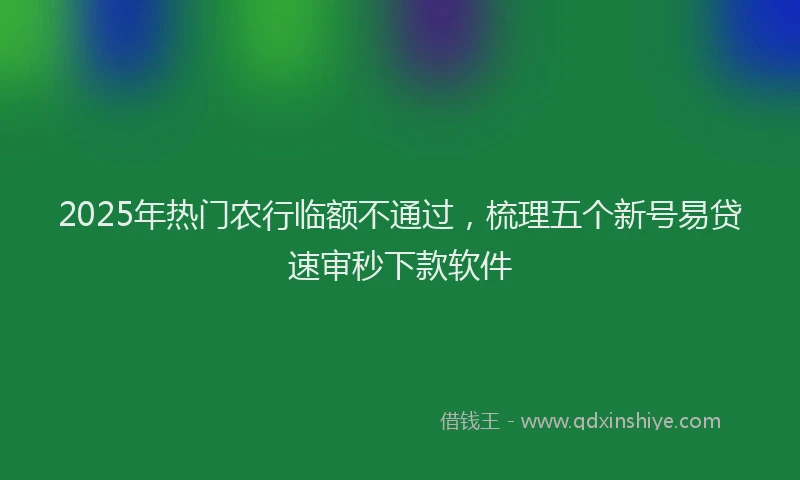 2025年热门农行临额不通过，梳理五个新号易贷速审秒下款软件