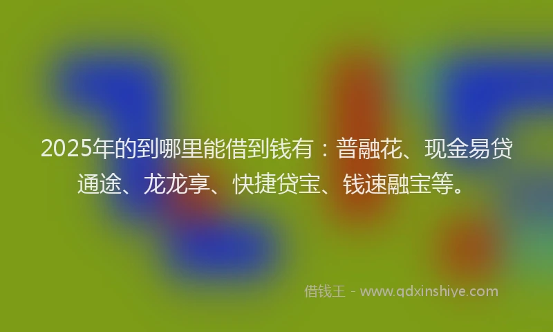 2025年的到哪里能借到钱有：普融花、现金易贷通途、龙龙享、快捷贷宝、钱速融宝等。
