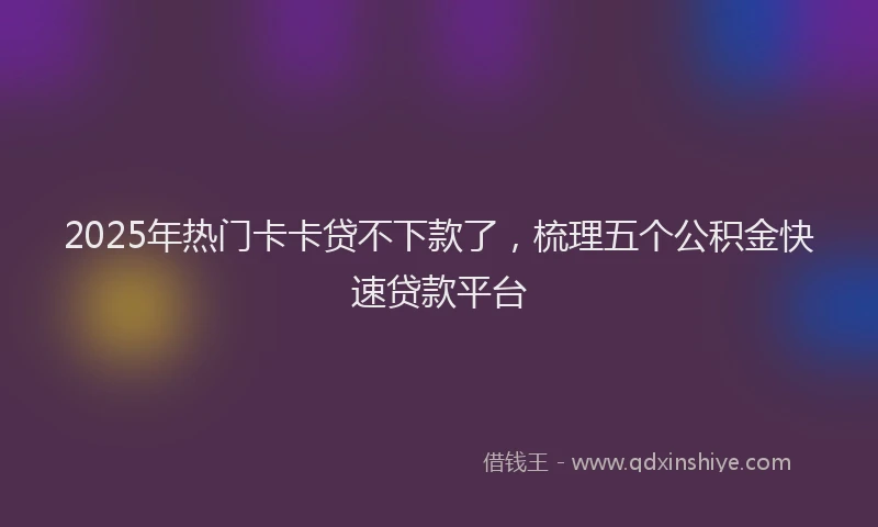 2025年热门卡卡贷不下款了，梳理五个公积金快速贷款平台