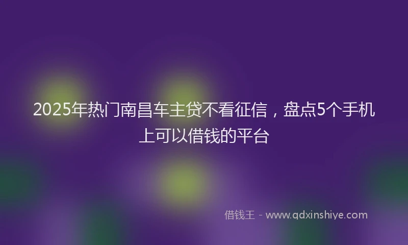 2025年热门南昌车主贷不看征信，盘点5个手机上可以借钱的平台