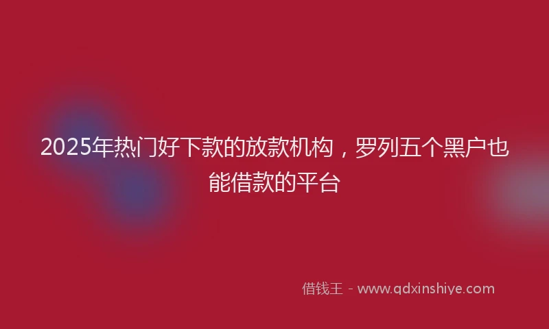 2025年热门好下款的放款机构，罗列五个黑户也能借款的平台
