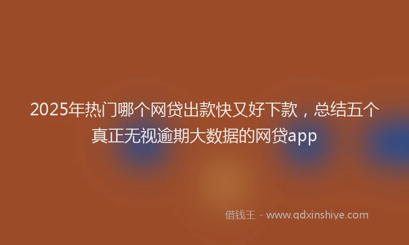 2025年热门哪个网贷出款快又好下款，总结五个真正无视逾期大数据的网贷app