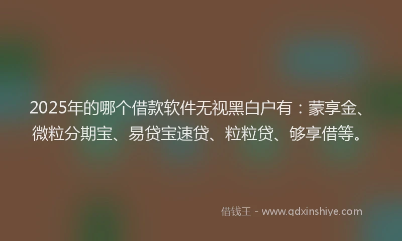 2025年的哪个借款软件无视黑白户有：蒙享金、微粒分期宝、易贷宝速贷、粒粒贷、够享借等。