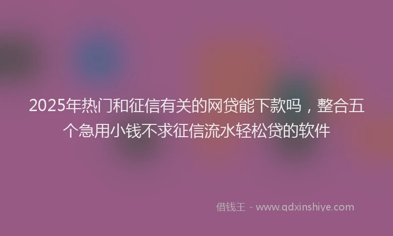 2025年热门和征信有关的网贷能下款吗，整合五个急用小钱不求征信流水轻松贷的软件