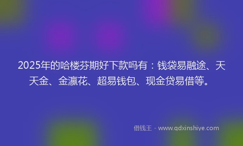 2025年的哈楼芬期好下款吗有：钱袋易融途、天天金、金瀛花、超易钱包、现金贷易借等。