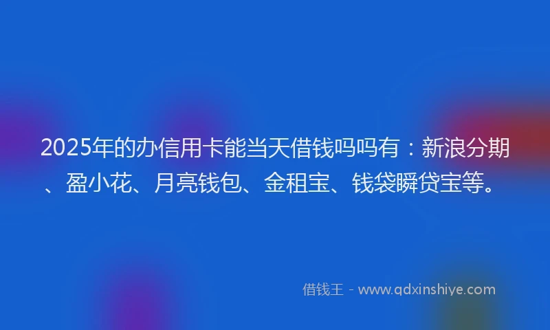 2025年的办信用卡能当天借钱吗吗有：新浪分期、盈小花、月亮钱包、金租宝、钱袋瞬贷宝等。