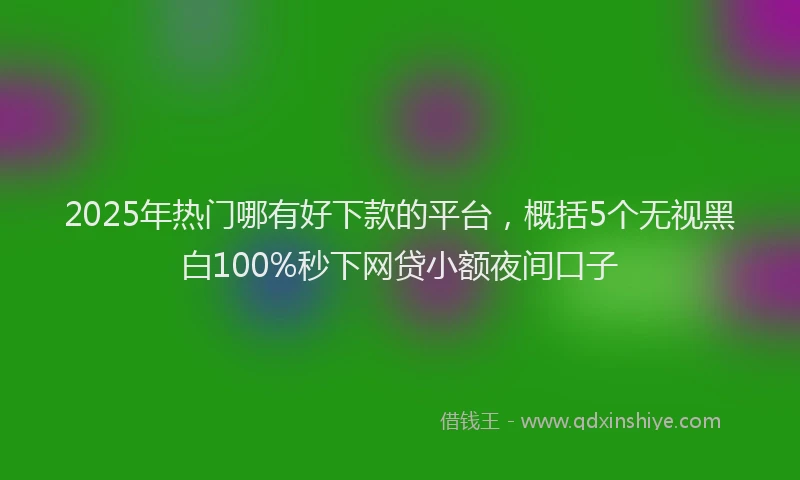 2025年热门哪有好下款的平台，概括5个无视黑白100%秒下网贷小额夜间口子