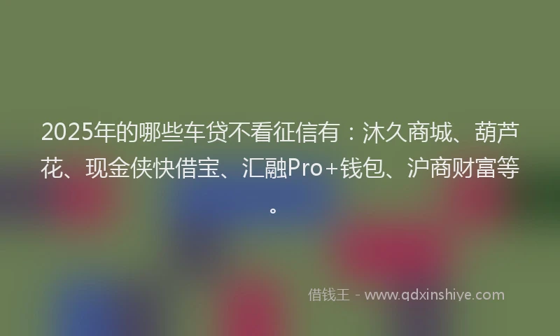 2025年的哪些车贷不看征信有：沐久商城、葫芦花、现金侠快借宝、汇融Pro+钱包、沪商财富等。