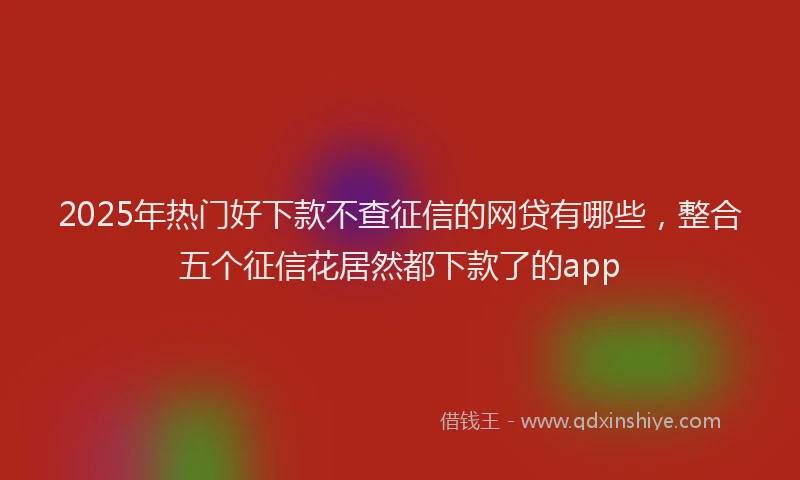 2025年热门好下款不查征信的网贷有哪些，整合五个征信花居然都下款了的app