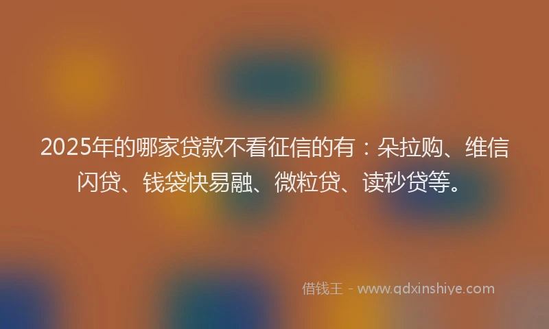 2025年的哪家贷款不看征信的有：朵拉购、维信闪贷、钱袋快易融、微粒贷、读秒贷等。