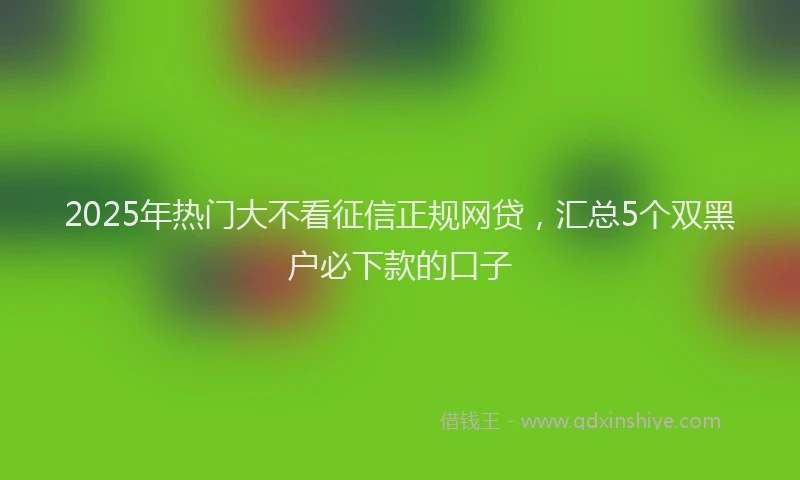 2025年热门大不看征信正规网贷，汇总5个双黑户必下款的口子