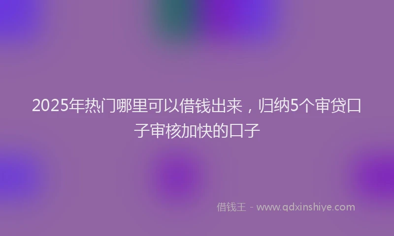 2025年热门哪里可以借钱出来，归纳5个审贷口子审核加快的口子