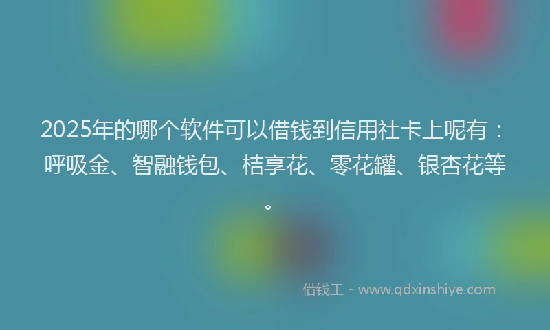 2025年的哪个软件可以借钱到信用社卡上呢有：呼吸金、智融钱包、桔享花、零花罐、银杏花等。