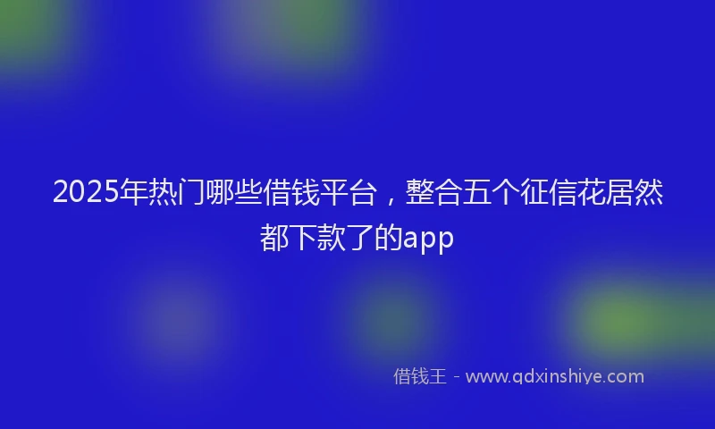 2025年热门哪些借钱平台，整合五个征信花居然都下款了的app
