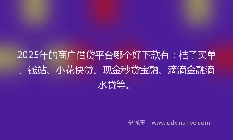 2025年的商户借贷平台哪个好下款有：桔子买单、钱站、小花快贷、现金秒贷宝融、滴滴金融滴水贷等。