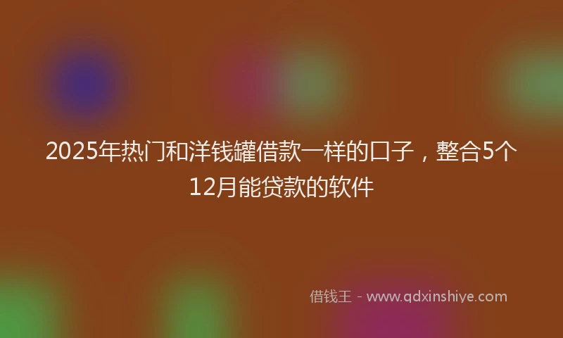 2025年热门和洋钱罐借款一样的口子，整合5个12月能贷款的软件