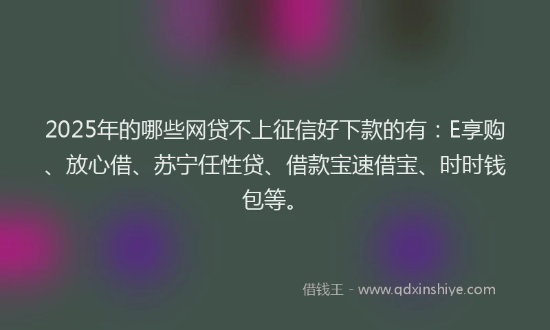 2025年的哪些网贷不上征信好下款的有：E享购、放心借、苏宁任性贷、借款宝速借宝、时时钱包等。