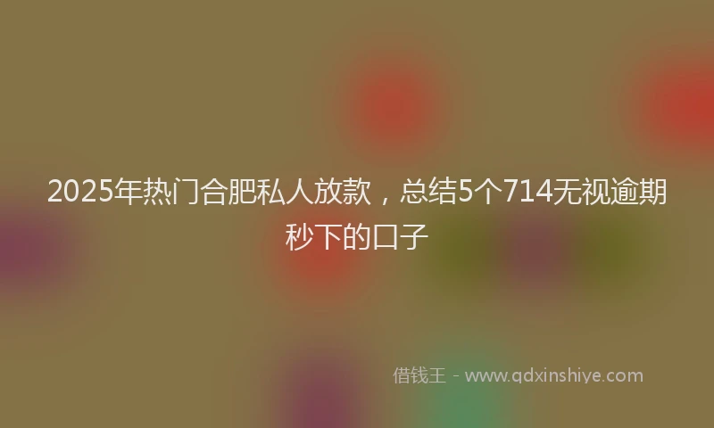 2025年热门合肥私人放款，总结5个714无视逾期秒下的口子
