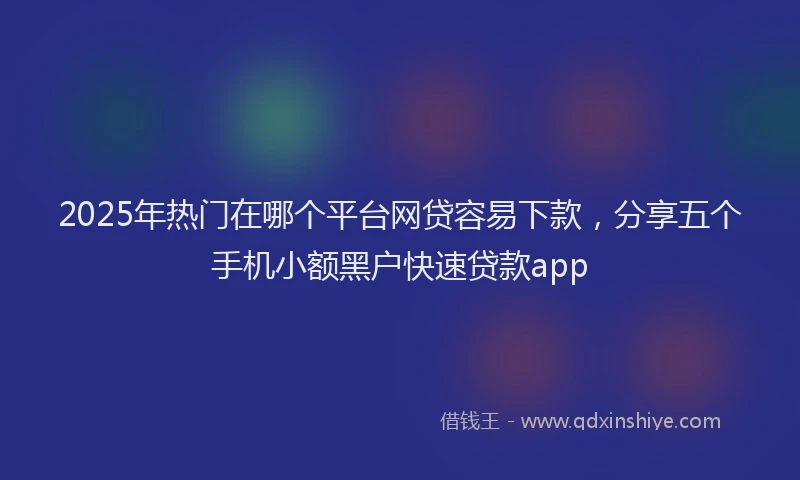 2025年热门在哪个平台网贷容易下款，分享五个手机小额黑户快速贷款app