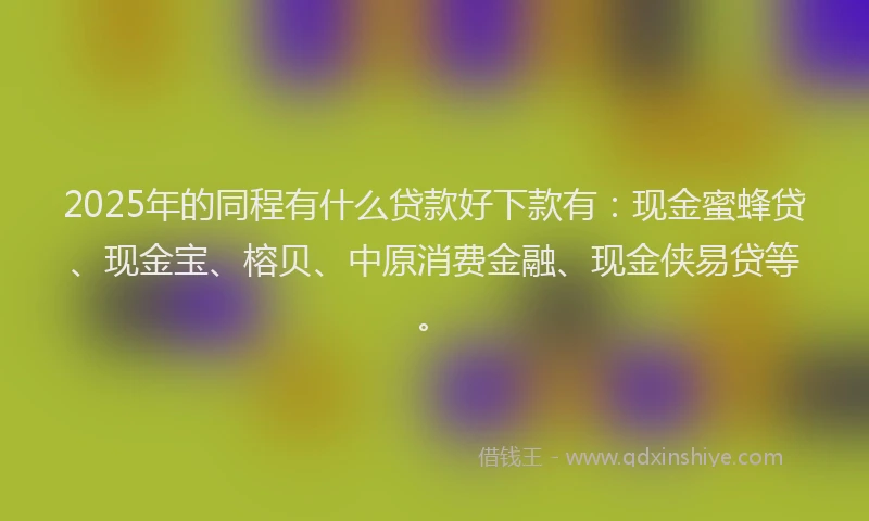2025年的同程有什么贷款好下款有：现金蜜蜂贷、现金宝、榕贝、中原消费金融、现金侠易贷等。