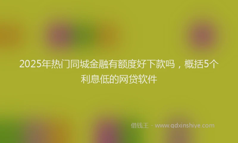 2025年热门同城金融有额度好下款吗，概括5个利息低的网贷软件