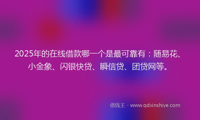2025年的在线借款哪一个是最可靠有：随易花、小金象、闪银快贷、瞬信贷、团贷网等。