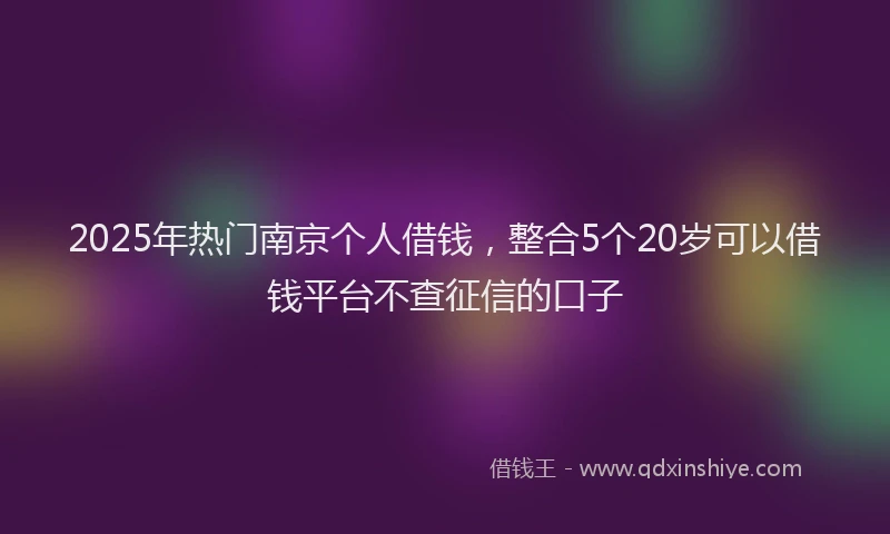 2025年热门南京个人借钱，整合5个20岁可以借钱平台不查征信的口子