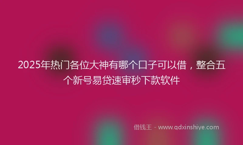 2025年热门各位大神有哪个口子可以借，整合五个新号易贷速审秒下款软件