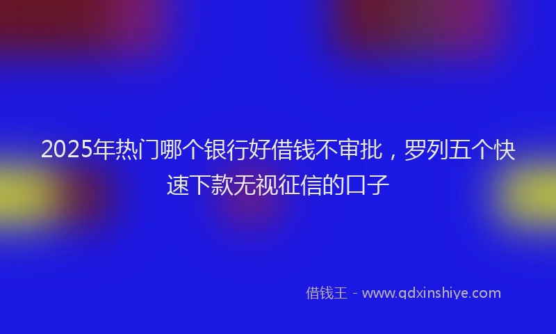 2025年热门哪个银行好借钱不审批，罗列五个快速下款无视征信的口子