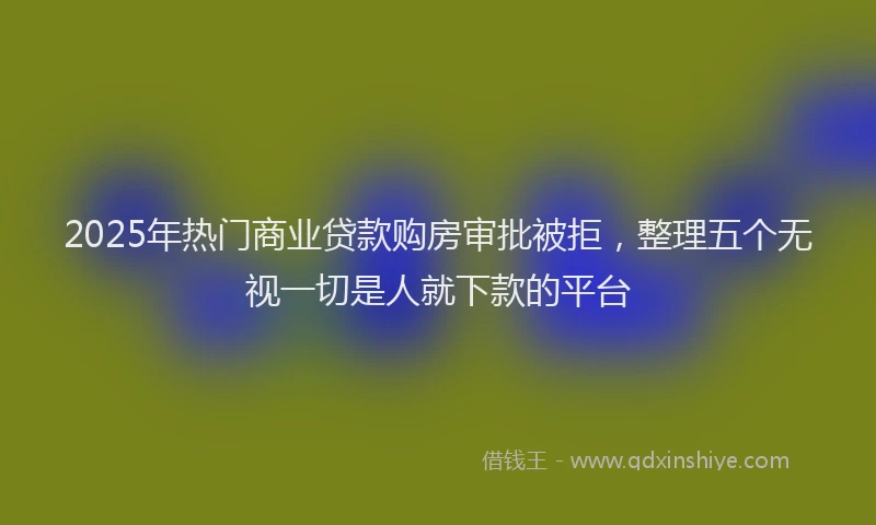 2025年热门商业贷款购房审批被拒，整理五个无视一切是人就下款的平台