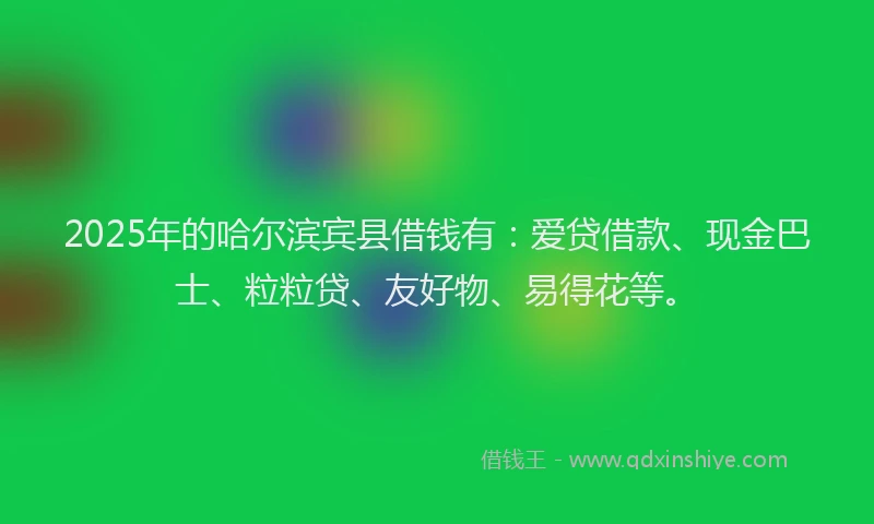 2025年的哈尔滨宾县借钱有：爱贷借款、现金巴士、粒粒贷、友好物、易得花等。