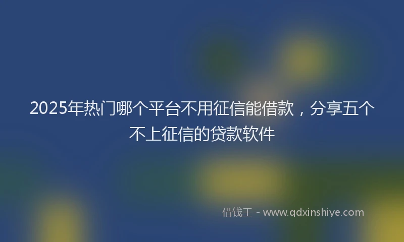 2025年热门哪个平台不用征信能借款，分享五个不上征信的贷款软件
