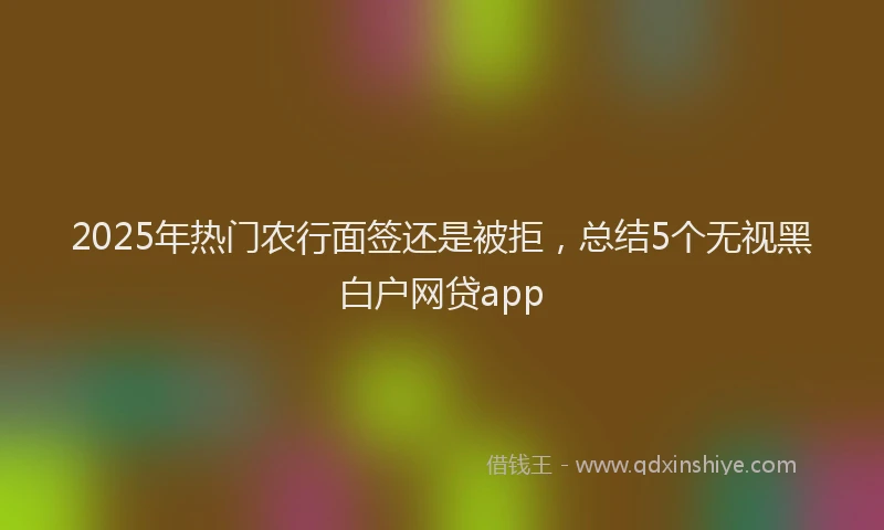 2025年热门农行面签还是被拒，总结5个无视黑白户网贷app