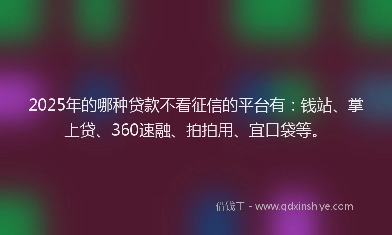 2025年的哪种贷款不看征信的平台有：钱站、掌上贷、360速融、拍拍用、宜口袋等。