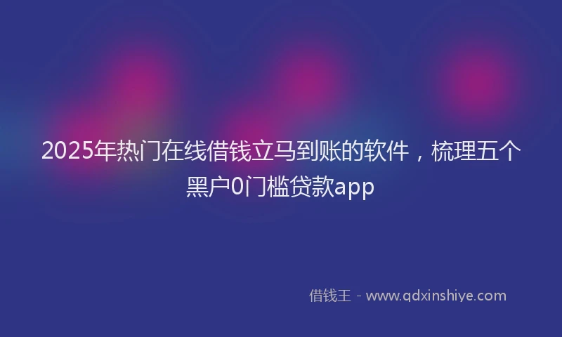 2025年热门在线借钱立马到账的软件，梳理五个黑户0门槛贷款app