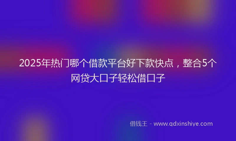 2025年热门哪个借款平台好下款快点，整合5个网贷大口子轻松借口子